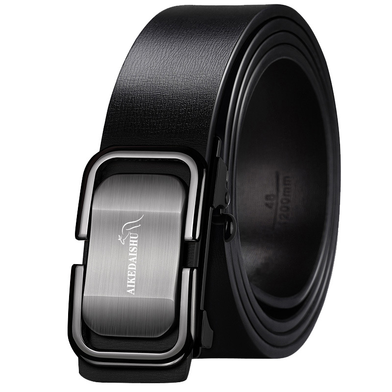 Мъжки колан от естествена кожа с автоматично закопчаване — двуслойна кожа, катарама от сплав, ширина 2–4 см