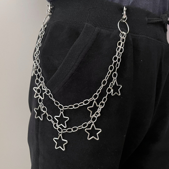Metalni kaiš za struk s privjeskom pentagram zvijezde – punk retro stil, unisex, Han Yue, širina 3,0 cm