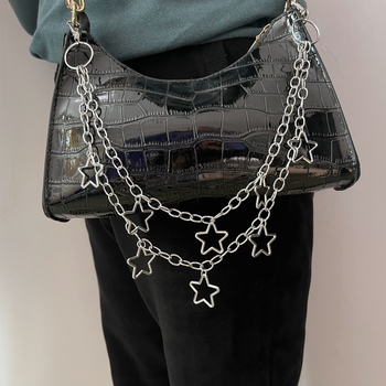 Metalni kaiš za struk s privjeskom pentagram zvijezde – punk retro stil, unisex, Han Yue, širina 3,0 cm