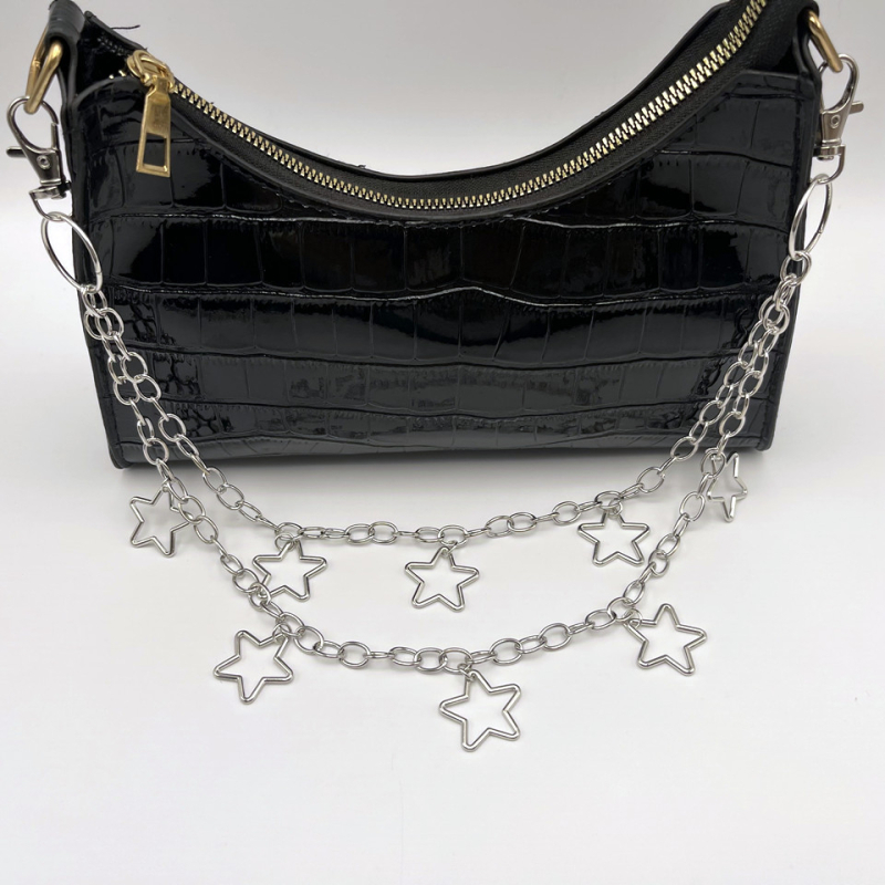 Metalni kaiš za struk s privjeskom pentagram zvijezde – punk retro stil, unisex, Han Yue, širina 3,0 cm