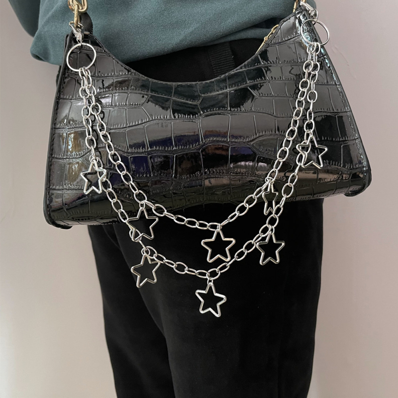 Metalni kaiš za struk s privjeskom pentagram zvijezde – punk retro stil, unisex, Han Yue, širina 3,0 cm