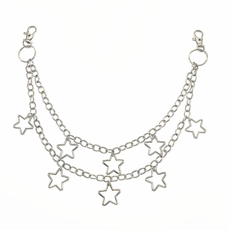 Metalni kaiš za struk s privjeskom pentagram zvijezde – punk retro stil, unisex, Han Yue, širina 3,0 cm
