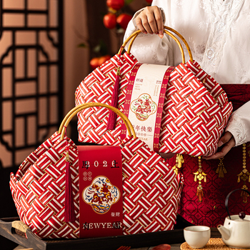 Бамбукова ръчно плетена подаръчна кошница за Нова година, китайски стил; материал: бамбук; изработка: плетене от бамбук; марка Hassan packaging