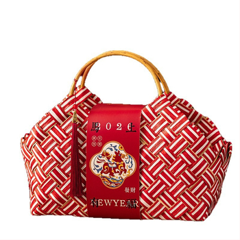 Бамбукова ръчно плетена подаръчна кошница за Нова година, китайски стил; материал: бамбук; изработка: плетене от бамбук; марка Hassan packaging