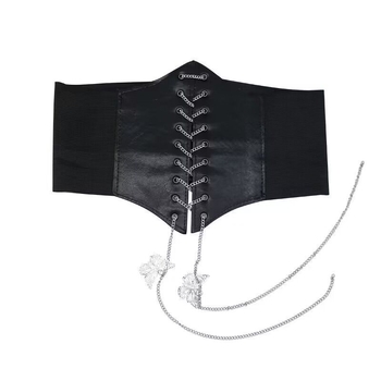 Dizaina metāla elastīgais vidukļa josta ar tauriņu, PU materiāls, INS stils, ar vienu cilpu, sievietēm, pieaugušām, visu sezonu nēsāšanai