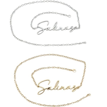 Colier de talie din metal – stil boem cu litere, unisex, stil versatil, personalizare disponibilă