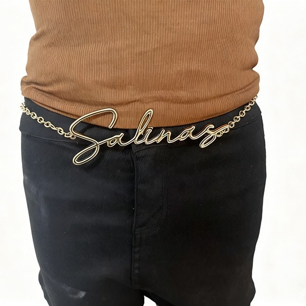 Colier de talie din metal – stil boem cu litere, unisex, stil versatil, personalizare disponibilă