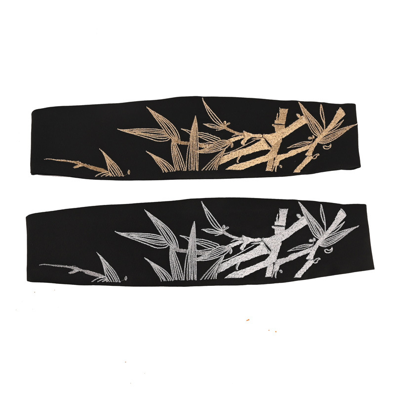 Пояс от плат с бродерия, катарама от сплав, закопчаване с катарама, широк >4 см, винтидж етно стил