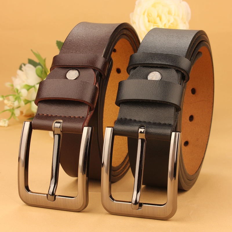 Curea din piele naturală, piele de vită cu două straturi, cataramau din aliaj, lățime 2–4 cm, stil business, versatil