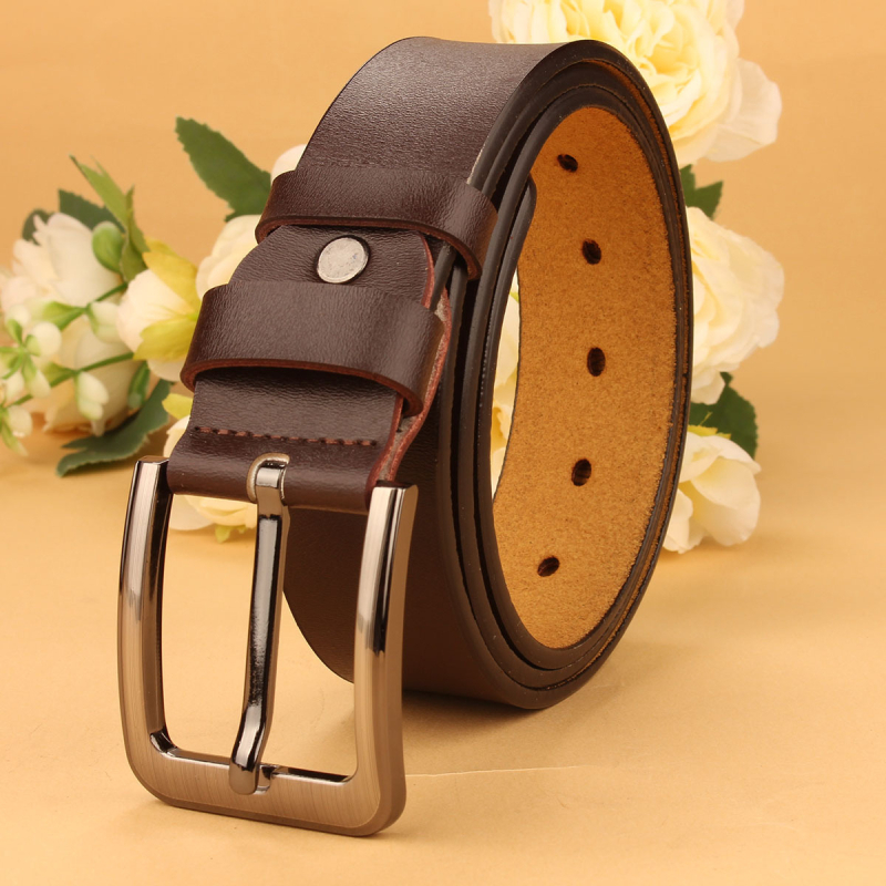 Curea din piele naturală, piele de vită cu două straturi, cataramau din aliaj, lățime 2–4 cm, stil business, versatil