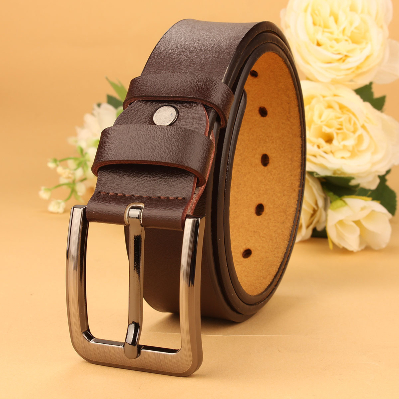 Curea din piele naturală, piele de vită cu două straturi, cataramau din aliaj, lățime 2–4 cm, stil business, versatil