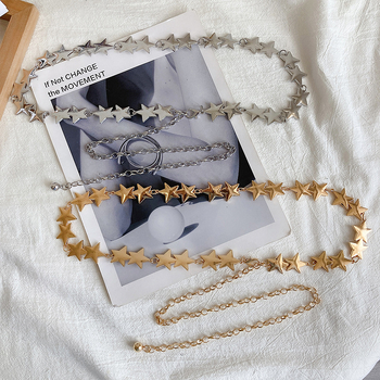 Дамска талийна верижка с петолъчна звезда, метална, неформален стил