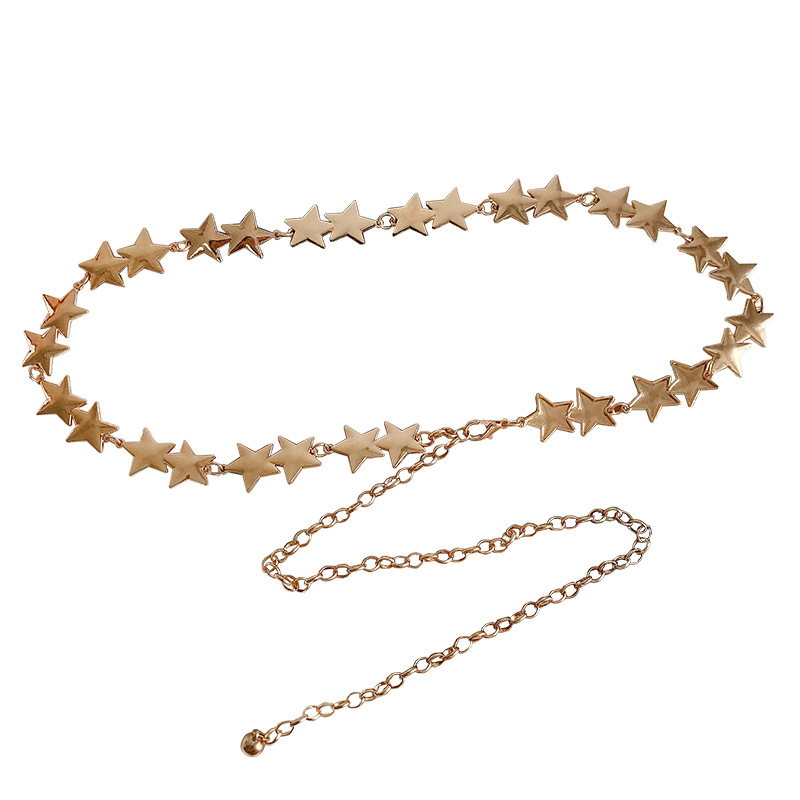 Дамска талийна верижка с петолъчна звезда, метална, неформален стил