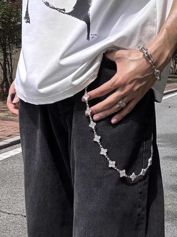 Lanț talie cu motif trifoi cu patru foi • metal • stil hip-hop • unisex pentru tineri