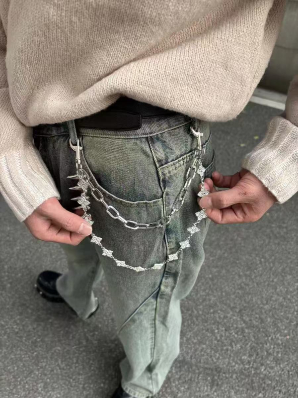 Lanț talie cu motif trifoi cu patru foi • metal • stil hip-hop • unisex pentru tineri