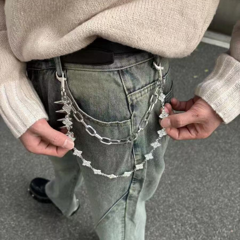 Lanț talie cu motif trifoi cu patru foi • metal • stil hip-hop • unisex pentru tineri