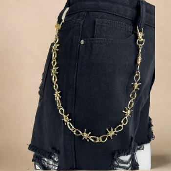 Pojasni lanac s bodljama - metalni pojasni lanac, unisex, punk stil, 60–80 cm, za odrasle