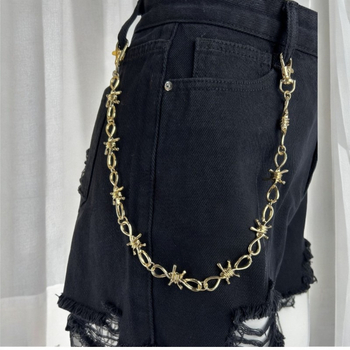 Pojasni lanac s bodljama - metalni pojasni lanac, unisex, punk stil, 60–80 cm, za odrasle