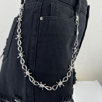 Pojasni lanac s bodljama - metalni pojasni lanac, unisex, punk stil, 60–80 cm, za odrasle