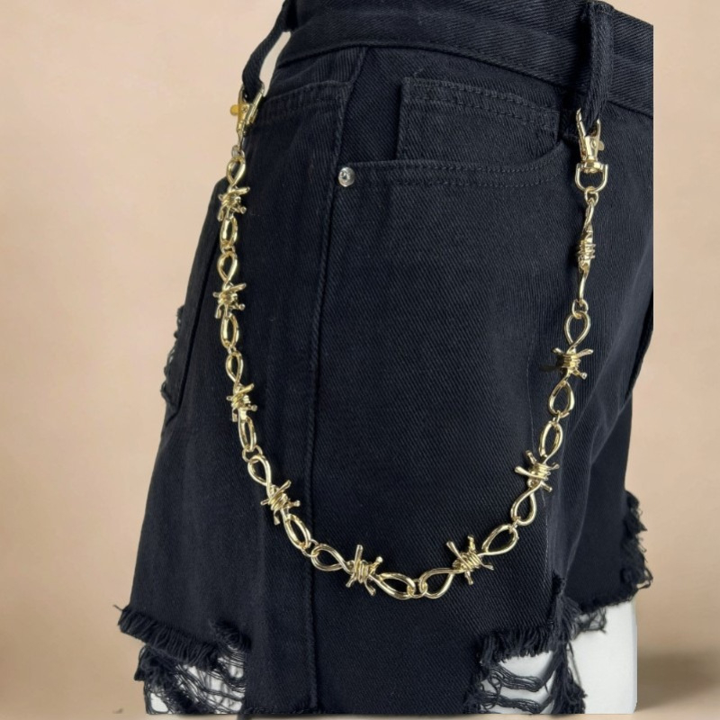 Pojasni lanac s bodljama - metalni pojasni lanac, unisex, punk stil, 60–80 cm, za odrasle