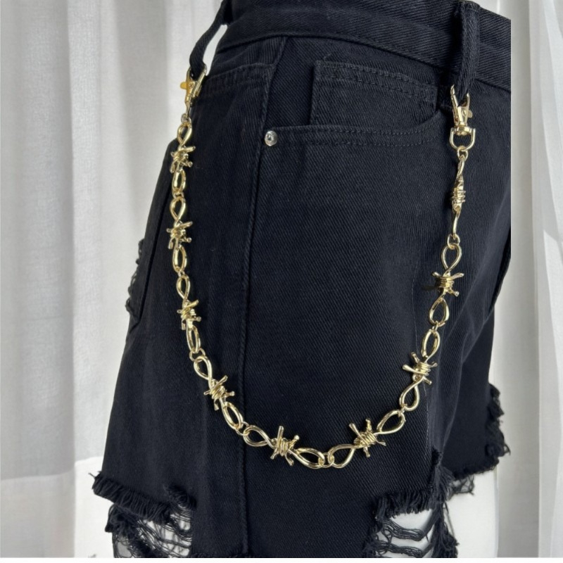 Pojasni lanac s bodljama - metalni pojasni lanac, unisex, punk stil, 60–80 cm, za odrasle