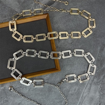 Lanț talie din metal, stil versatil, cu mai multe inele, lungime sub 60 cm, pentru femei