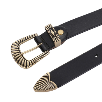 Дамски колан от естествена кожа, двуслоен телеши кожен, катарама от сплав с пин, ширина 2–4 cm