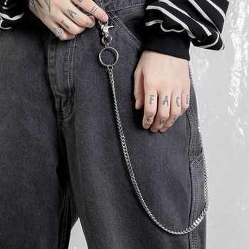 Унисекс верига за колан и панталони, уличен хип-хоп стил, закопчаване с връзки, тънка ширина (<2 см) (обков: сплав; закопчаване: връзване; марка: Unique)