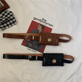 Чанта за талия с верига за дами - PU материал, единична кръгла верига, каменен модел на веригата, за всички сезони