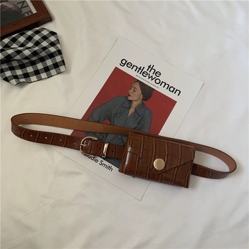 Чанта за талия с верига за дами - PU материал, единична кръгла верига, каменен модел на веригата, за всички сезони