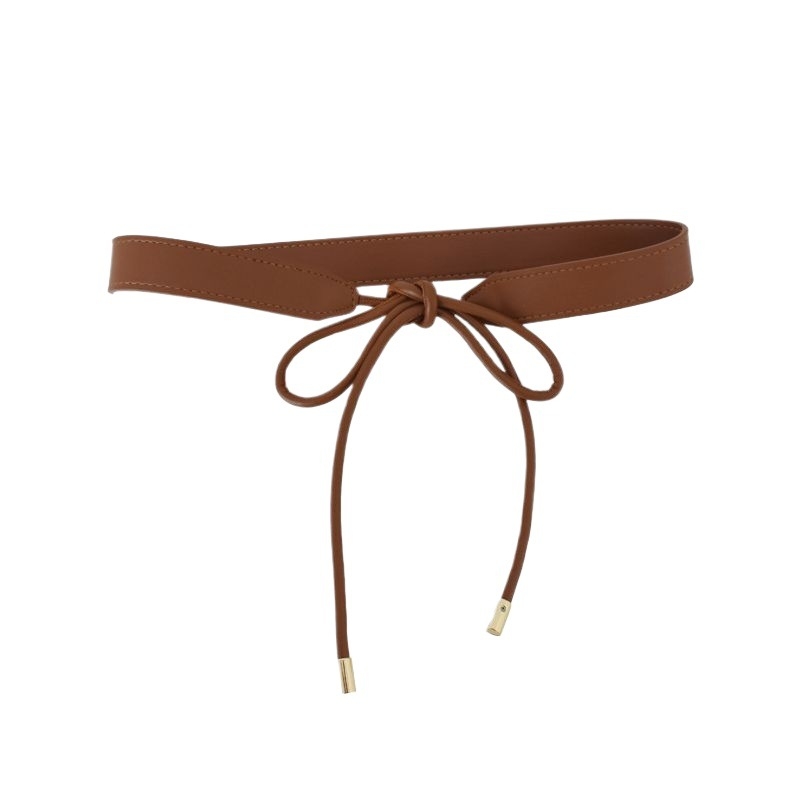 Дамски колан с възел за рокля — луксозен стил, тънка ширина (<2 см), катарама от сплав, закопчаване с щифт, модерен корейски стил аксесоар