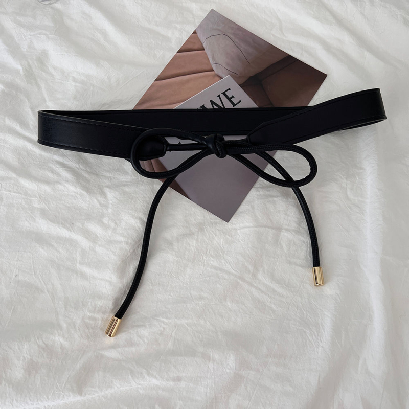Дамски колан с възел за рокля — луксозен стил, тънка ширина (<2 см), катарама от сплав, закопчаване с щифт, модерен корейски стил аксесоар
