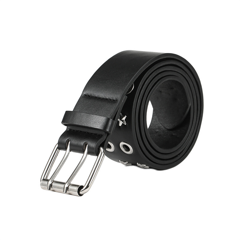 Женски колан – PU кожа, катарама от сплав, закопчаване с щифт, стил: ръчно рисуван уличен хип-хоп панк