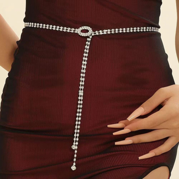 Metalna lančana pojasnica za struk, duljina 110 cm, širina 1,2 cm, dvostruko petlje, za odrasle žene, ljeto, svestran stil.