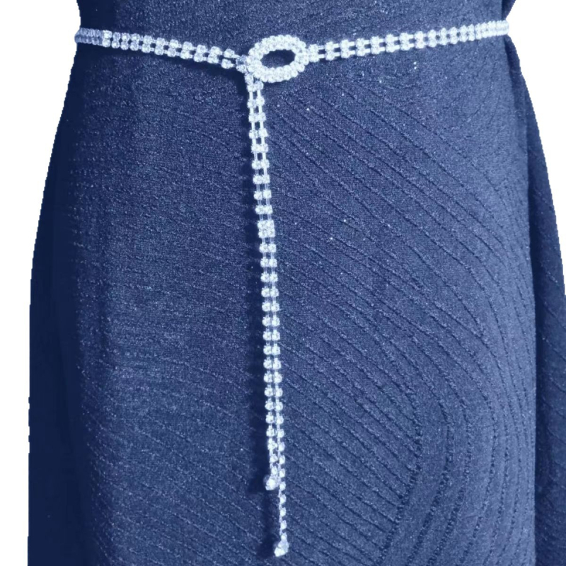 Metalna lančana pojasnica za struk, duljina 110 cm, širina 1,2 cm, dvostruko petlje, za odrasle žene, ljeto, svestran stil.