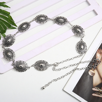 Fém deréklánc retro gravírozott mintával, etnikus stílus, egylapos kör (Anyag: fém; Stílus: univerzális; Derék kerülete: egylapos kör; Hossz: 60 cm alatt; Testreszabható)