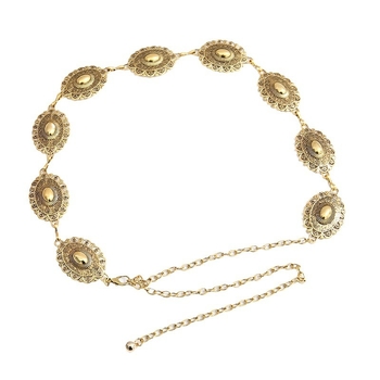 Fém deréklánc retro gravírozott mintával, etnikus stílus, egylapos kör (Anyag: fém; Stílus: univerzális; Derék kerülete: egylapos kör; Hossz: 60 cm alatt; Testreszabható)