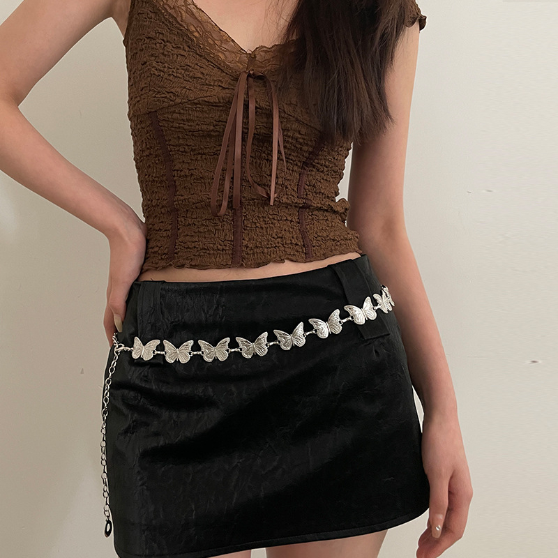 Женская метална верига за талия с пеперуда, модерен аксесоар, цинкова сплав, един пръстен, за всички сезони