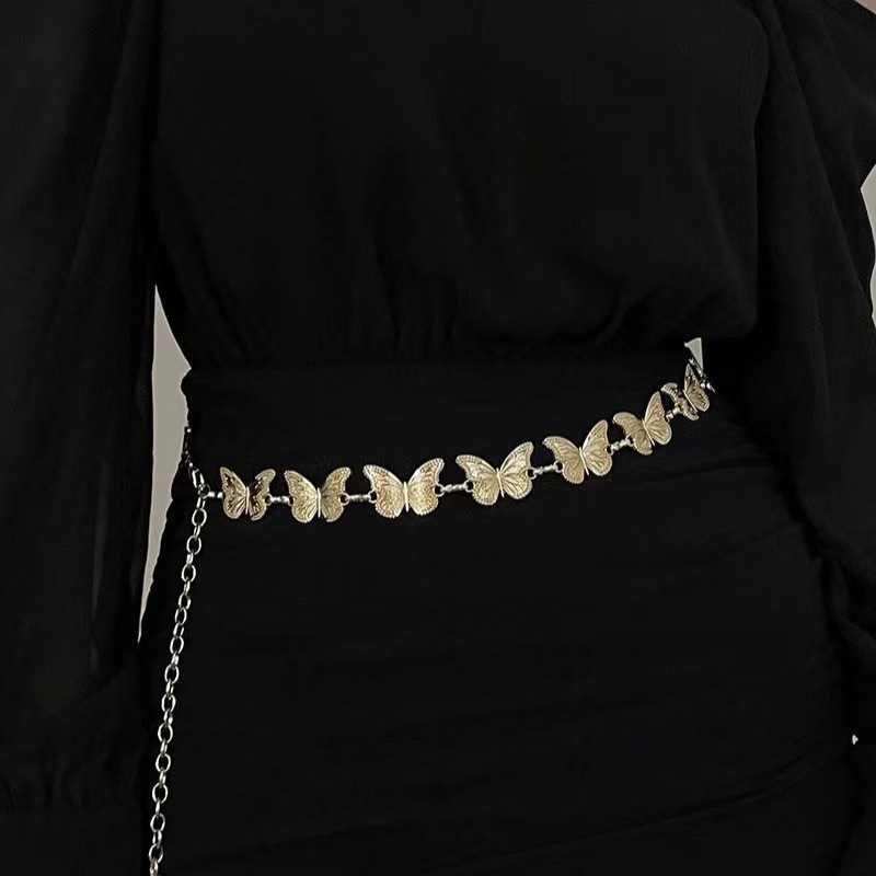 Женская метална верига за талия с пеперуда, модерен аксесоар, цинкова сплав, един пръстен, за всички сезони