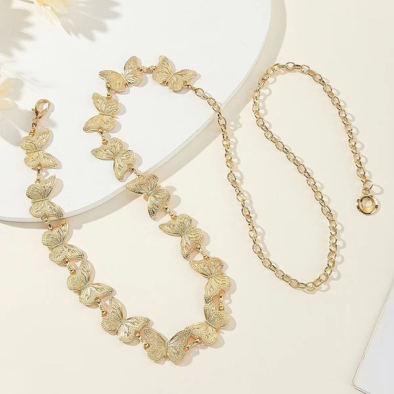 Женская метална верига за талия с пеперуда, модерен аксесоар, цинкова сплав, един пръстен, за всички сезони