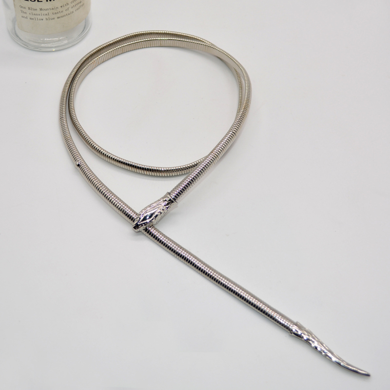 Unisex metalni kaiš za struk u obliku zmije, s glavom zmije, duljina 80–100 cm, stil piste