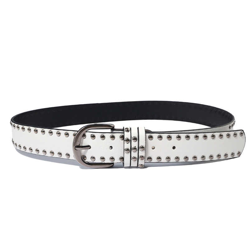 Punk remen s nitima, PU koža, aluminijska kopča s iglom, ukrašen perlicama, unisex stil