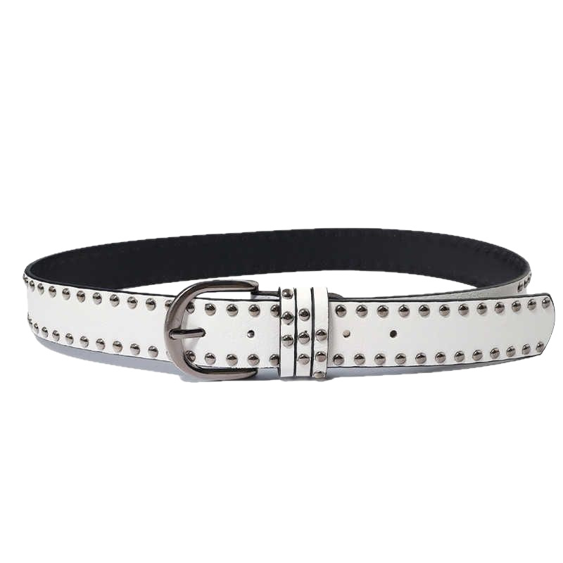 Punk remen s nitima, PU koža, aluminijska kopča s iglom, ukrašen perlicama, unisex stil