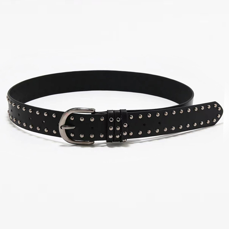 Punk remen s nitima, PU koža, aluminijska kopča s iglom, ukrašen perlicama, unisex stil
