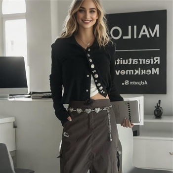 Дамска метална талийна верижка, корейски стил, с една коланова връзка