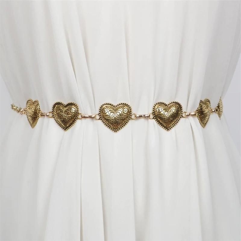 Дамска метална талийна верижка, корейски стил, с една коланова връзка