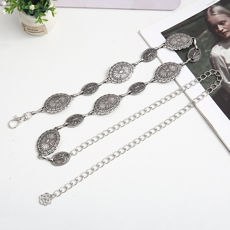 Metalna lančana pojas za struk, duljina 100 cm, širina 5 cm, unisex