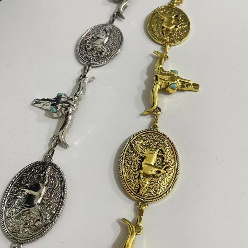 Lanac za struk za haljinu — metal, duljina 105 cm, jednoskružna petlja, za žene, svestran stil