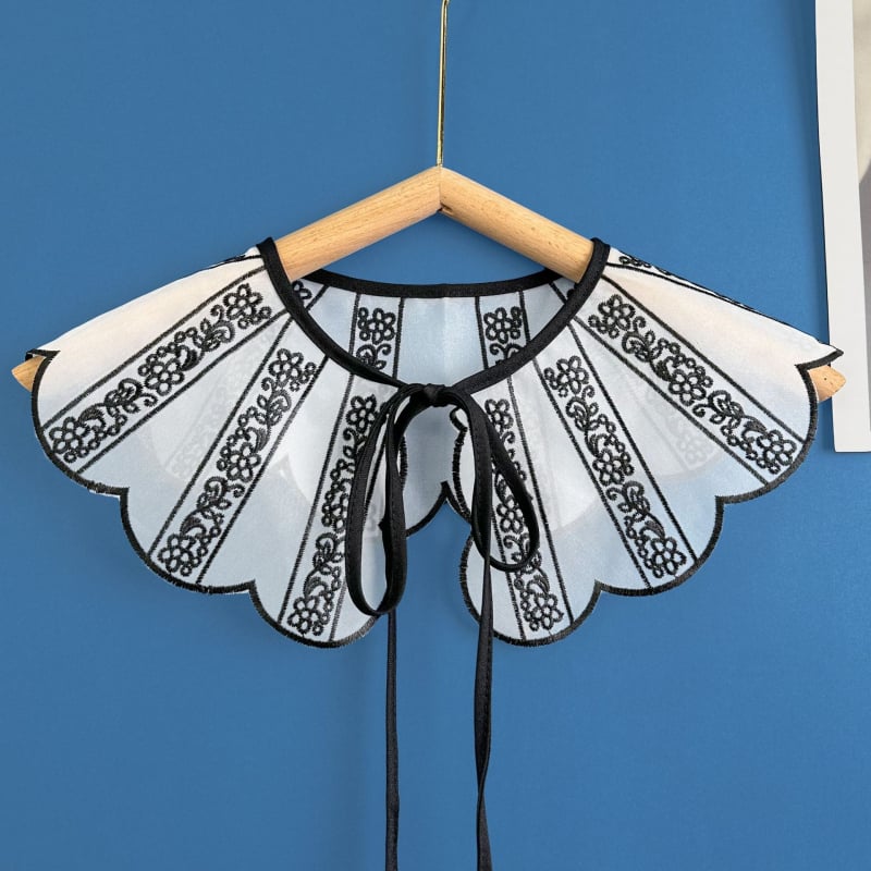 Vyšívaný golierový kvet z organzy, geometrický vzor, kórejský štýl, podšívka organza šifón