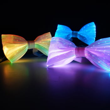 LED punjiva leptir mašna od optičkog vlakna, ručno izrađena, unisex, streličast stil, monohromatski uzorak